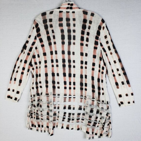 NIC+ZOE Island Time Cardy Abstract Print Linen Open Front Cardigan size L Resort - Picture 5 of 14